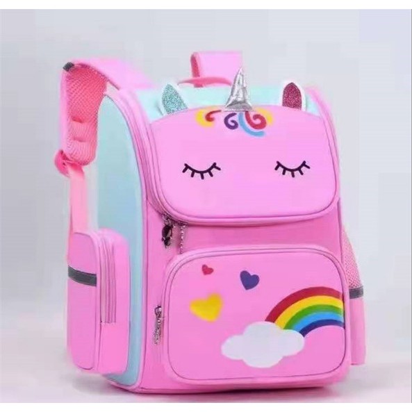 Cặp balo học sinh đi học chống gù, chống thấm nước cao cấp hoạ tiết Unicorn, có hệ thống phản quang BALO-30
