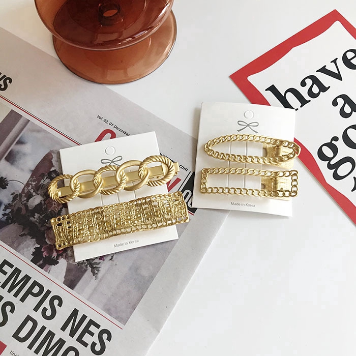 Kẹp Tóc Hình Nơ Phối Dây Xích Bằng Kim Loại Phong Cách Âu Mỹ Cổ Điển Thời Trang