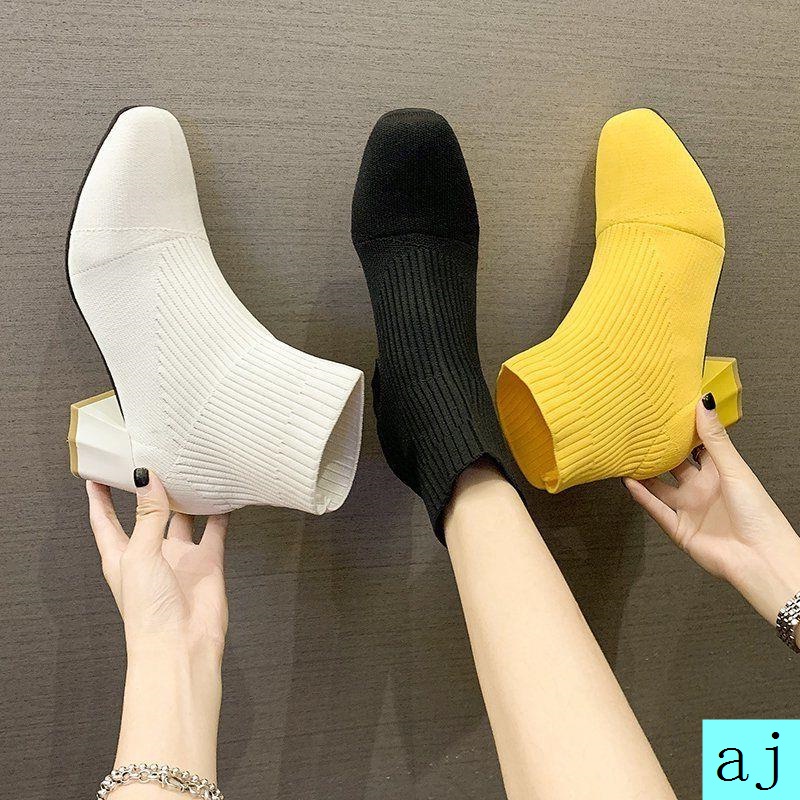 Giày bốt cao gót cổ ngắn thiết kế trẻ trung hợp thời trang cho bạn gái 2021