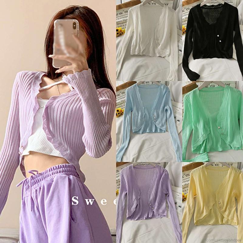 Áo Cardigan Dệt Kim Mỏng Dáng Ôm Màu Sắc Kẹo Ngọt Thời Trang Mùa Hè Dành Cho Nữ | BigBuy360 - bigbuy360.vn