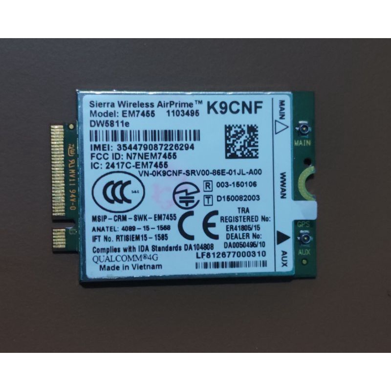 Card wwan thu 4G Dw5811e Sierra EM7455 bản quốc tế