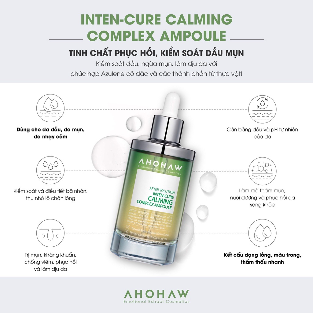 Tinh Chất Dưỡng Ẩm Ahohaw After Solution Inten Cure Calming Phục Hồi, Làm Dịu Da, Ngăn Ngừa Mụn