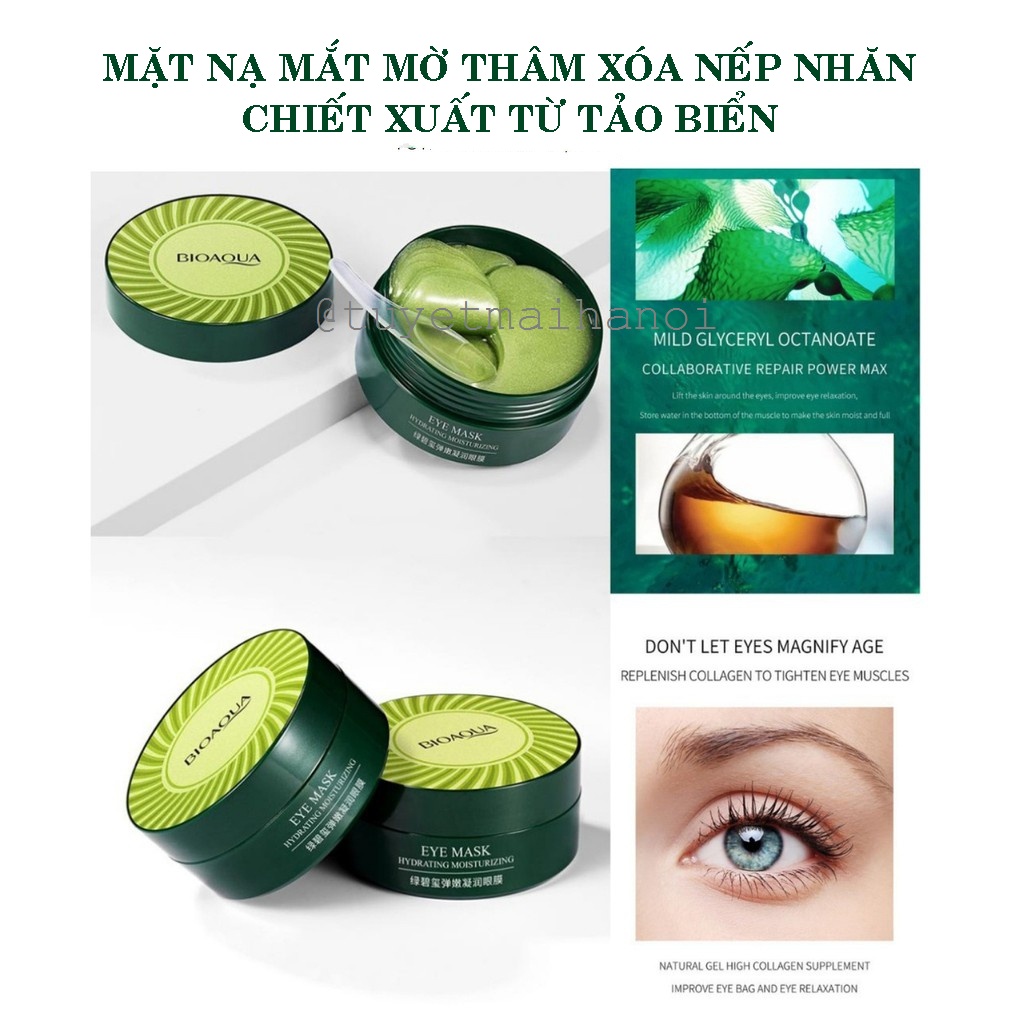 Hộp 60 Miếng Mặt Nạ Mắt Bioaqua Mờ Quầng Thâm, Xóa Nếp Nhăn, Dưỡng Ẩm Cho Vùng Da Quanh Mắt