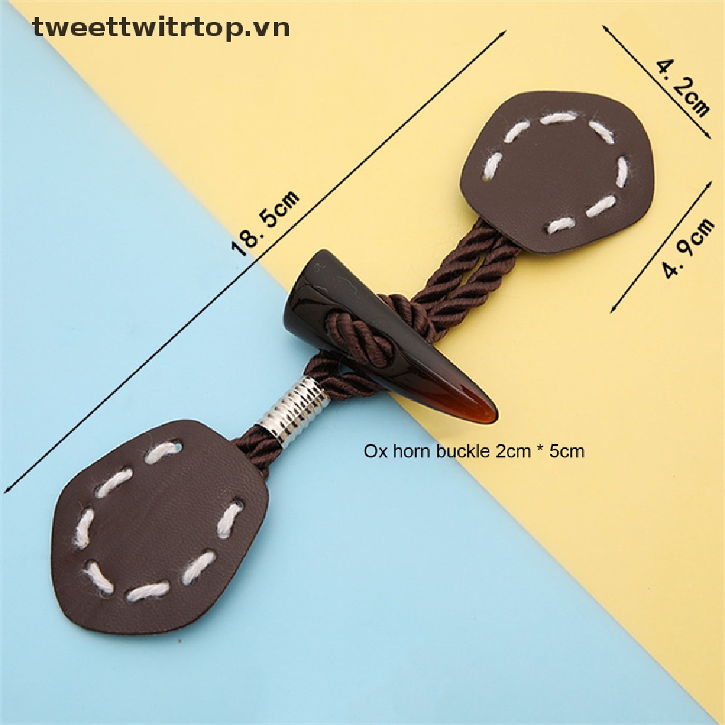Set 2 Nút Gỗ Hình Chiếc Sừng May Áo Khoác / Đồ Thủ Công DIY