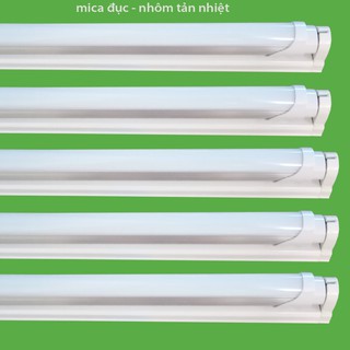 Bộ 5 Bóng đèn led Tuýp T8-18W 1.2 mét có nhôm chóa (ánh sáng trắng) + 5 Máng đèn led tuýp 1.2m