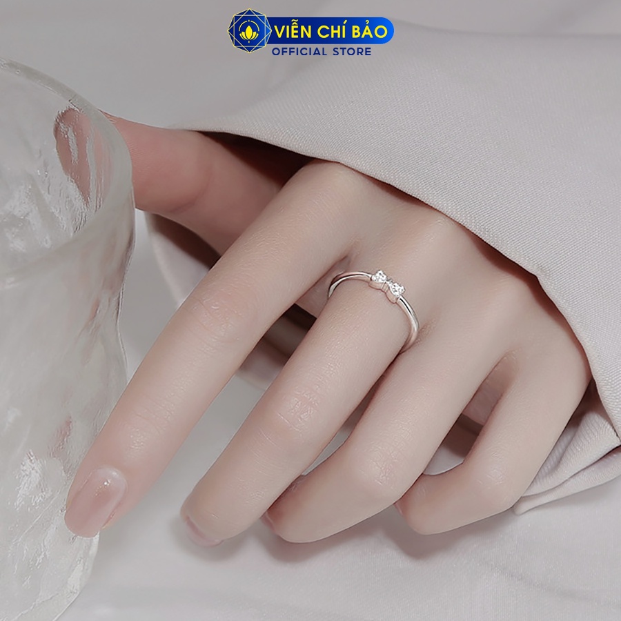 Nhẫn bạc nữ hình nơ đính đá chất liệu bạc 925 thời trang phụ kiện trang sức nữ Viễn Chí Bảo N400880