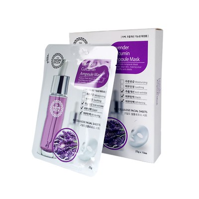 10 Miếng Mặt nạ dưỡng trắng chống nhăn hoa oải hương Lavender Curcumin Ampoule Mask