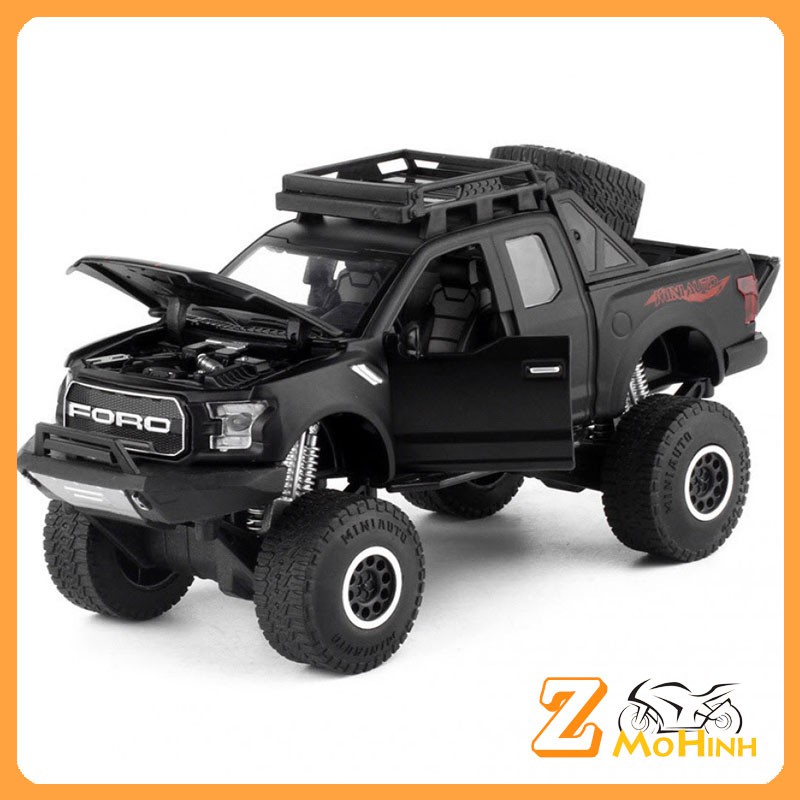 MÔ HÌNH XE Ô TÔ FORD F150 Raptor Offroad đúc Kim Loại - tỷ lệ 1:32 Đen