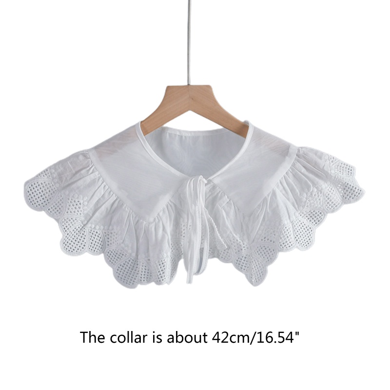 Cổ Áo Giả Cột Dây Mini Màu Trắng Đính Nơ Xinh Xắn Cho Nữ
