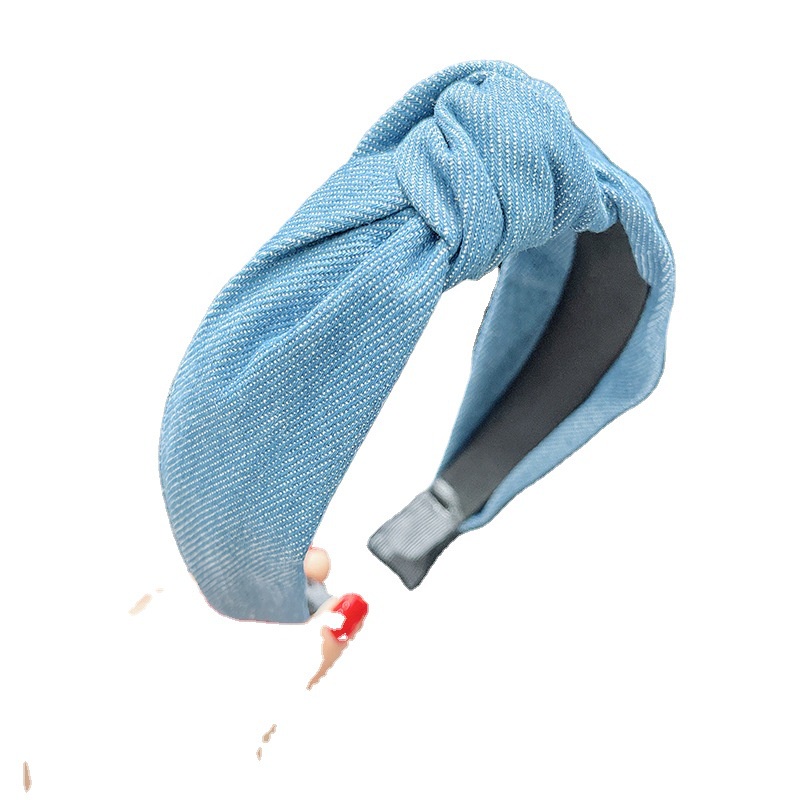 Băng Đô Denim Màu Nhuộm Bản Rộng Thời Trang Cho Nữ