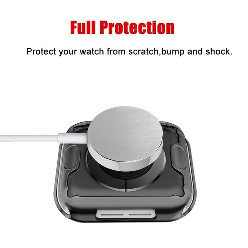 Ốp silicone mềm trong suốt bảo vệ màn hình thích hợp cho đồng hồ Apple 38/ 40/ 42/ 44mm Se 6/ 5/ 4/ 3/ 2/ 1