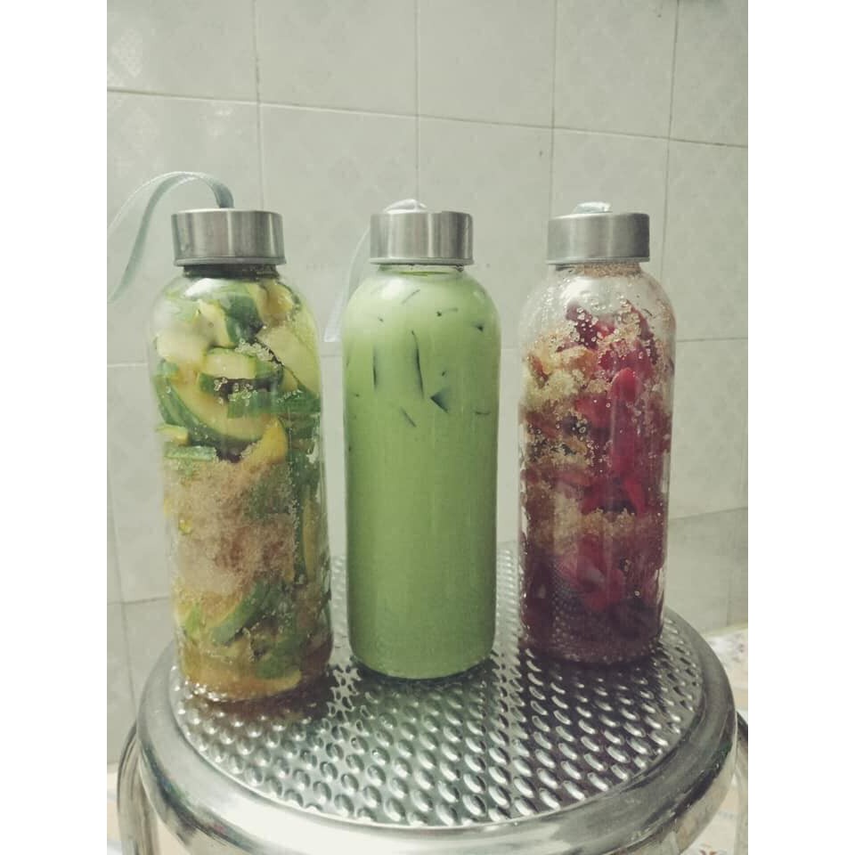 Chai Thủy Tinh Nắp Dây Xách 500ml, Chai Đựng Nước Thủy Tinh Có Dây Xách