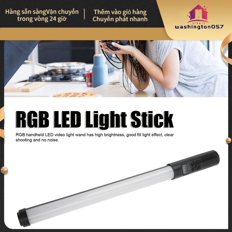 Có thể bán buôn Đèn LED cầm tay RGB chiếu video Wand Stick Chụp ảnh ngoài trời Đủ màu Live Fill Light Beauty Photo Washington057 Hàng giao ngay