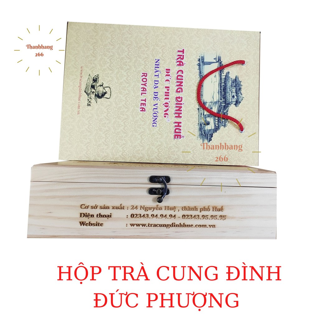 [THƯƠNG HIỆU UY TÍN] TRÀ CUNG ĐÌNH ĐỨC PHƯỢNG HỘP GỖ- TRÀ CUNG ĐÌNH HUẾ CAO CẤP - QUÀ TẶNG GIÁ TRỊ