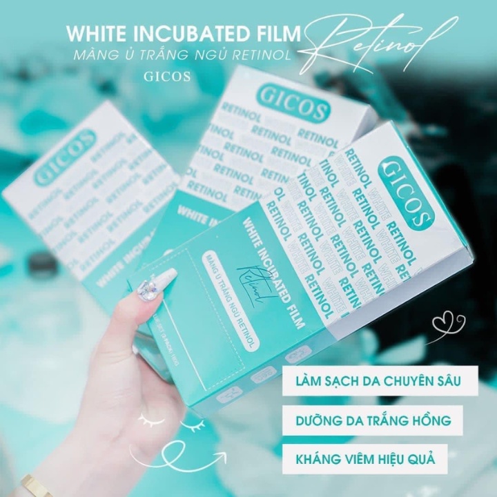 Màng ủ trắng ngủ retinol Gicos white incubateb film dưỡng da trắng hồng bật tone mềm mịn.