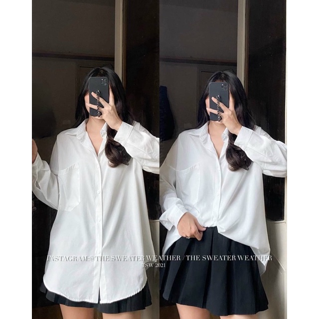 Sơ mi lệch tà ulzzang xinh xắn ( ẢNH THẬT + VIDEO ) | BigBuy360 - bigbuy360.vn