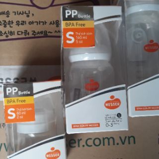 Wesser 60ml Bình sữa / 1 BINH mau moi nhua pp màu trang