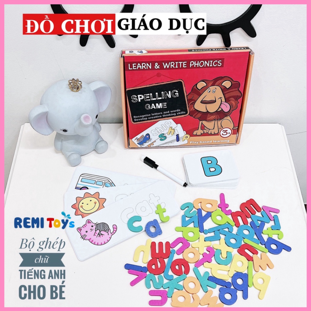 Bộ 52 thẻ học đánh vần ghép từ vựng tiếng Anh Spelling game Mẫu mới nhất