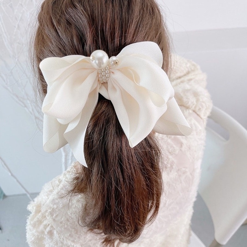 Kẹp Tóc Hình Nơ Bằng Lụa Cỡ Lớn Thời Trang Hàn Quốc Sang Trọng Cho Nữ