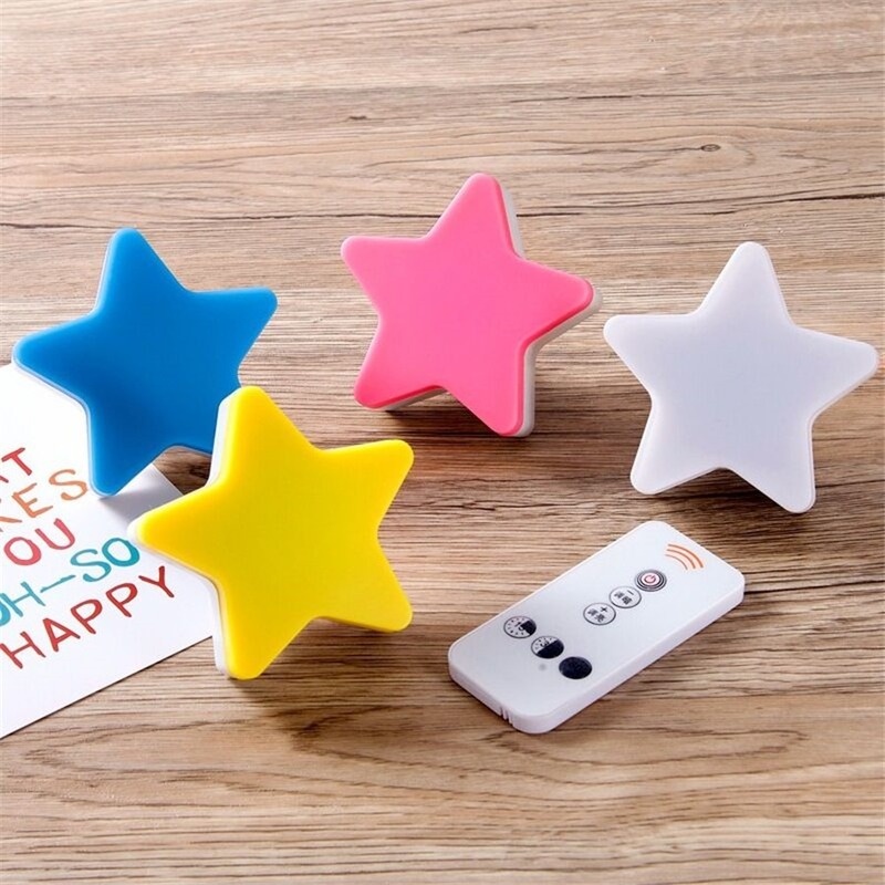 Remote Controller Cute Star LED Plug-in Light Sensor Control Bedside Wall Lamp Baby Sleeping Light Night Light