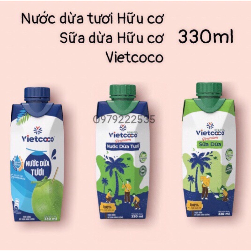 Nước dừa tươi/Sữa dừa Hữu cơ Vietcoco 330ml