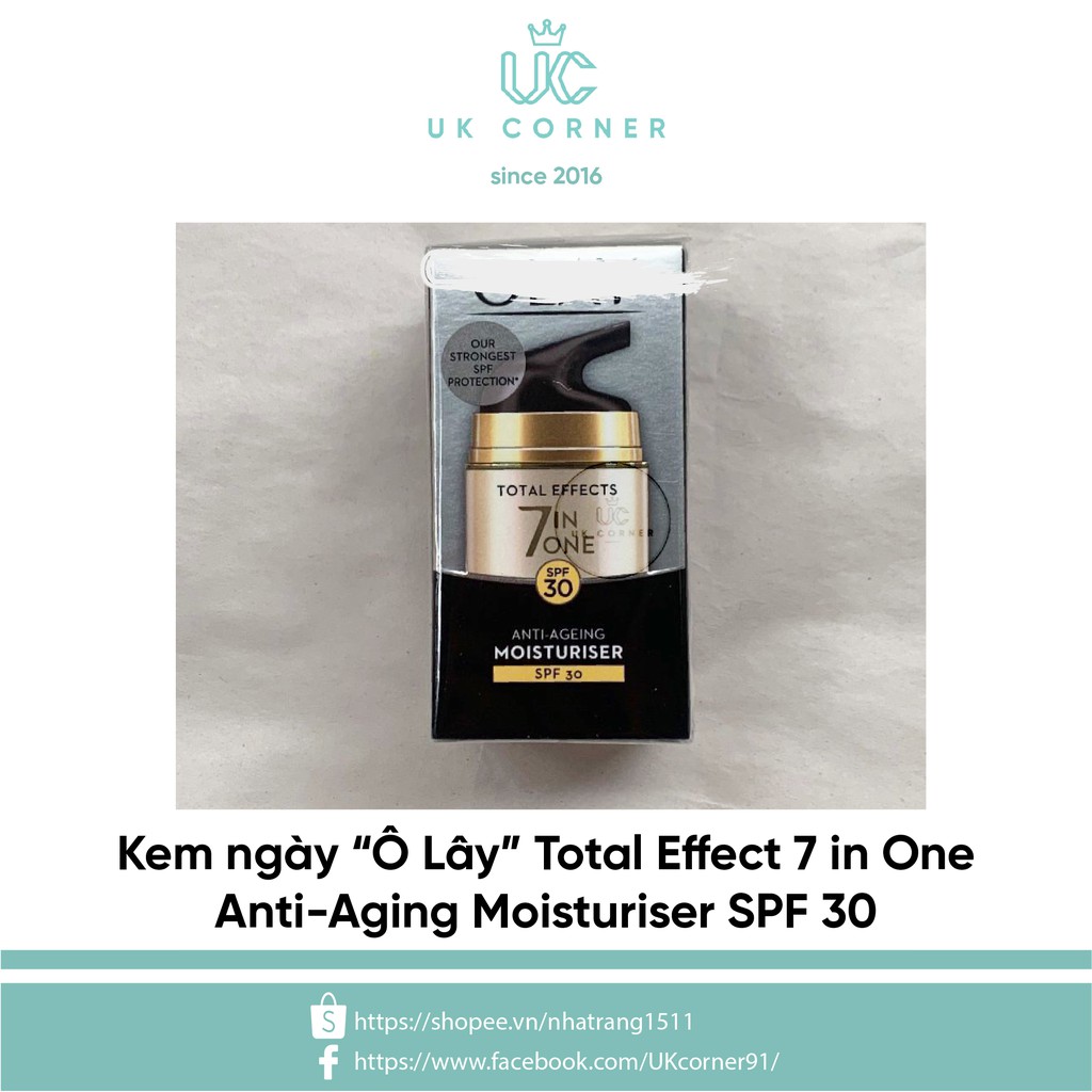 OLAY UK phân phối (Made in Poland) Kem dưỡng da chống 7 dấu hiệu lão hoá Olay total Effect hàng UK Anh Quốc