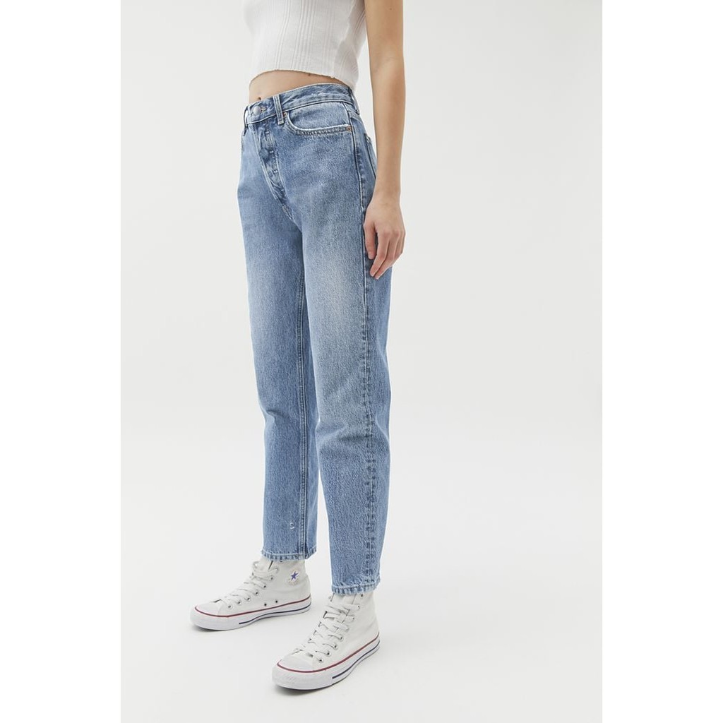 Quần Mom Jeans Nữ Lưng Cao Xanh Wash Đùi M-02E