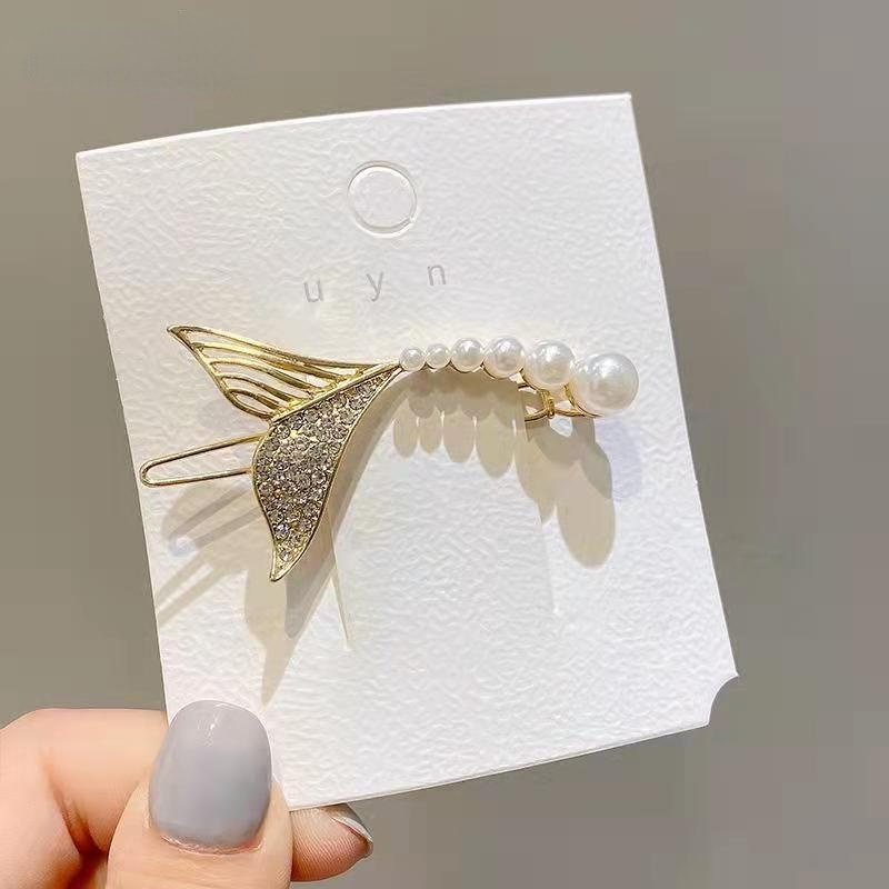 Kẹp tóc hình đuôi cá đính ngọc trai nhân tạo sang trọng