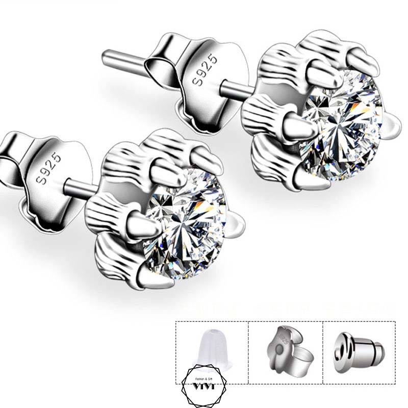 Bông tai bạc nam đinh tán móng vuốt rồng Draclaw – khuyên tai ViVi_Gift