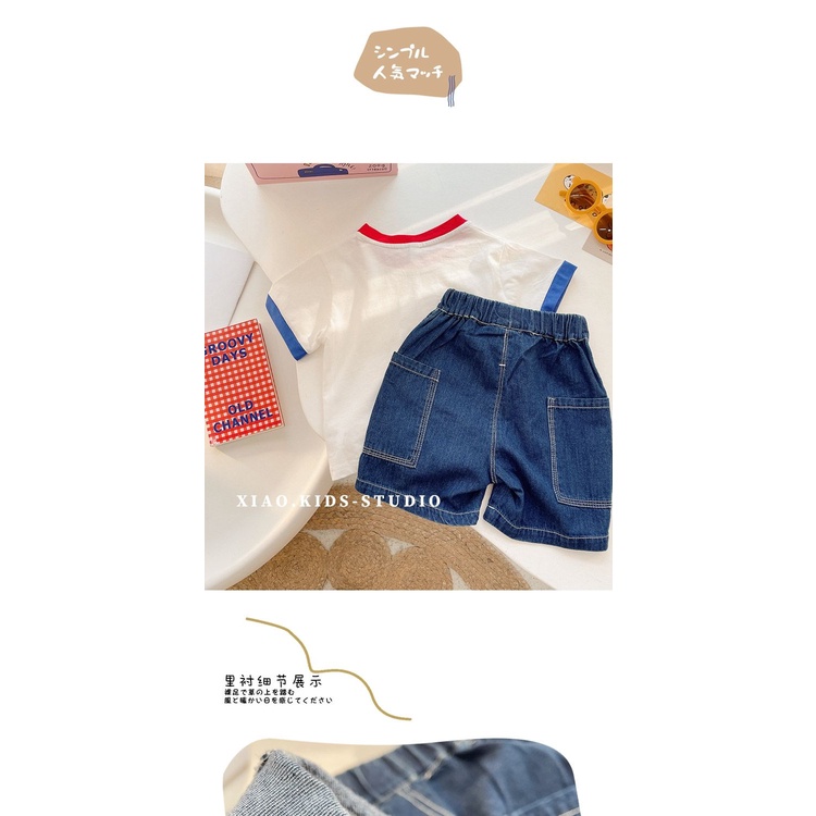 [Babycat] Hàng Có Sẵn Quần Short Jean Denim Màu Tối Phong Cách Hàn Quốc/ Nhật Bản/ Thời Trang Mùa Hè Thông Dụng Cho Bé Trai
