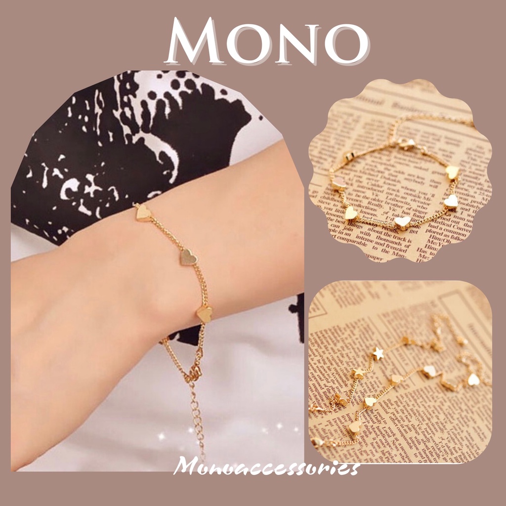 Lắc tay, vòng tay hình trái tim thời trang dành cho nữ, Lắc tay Love Mono Accessories