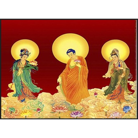 Tranh gắn đá toàn bộ - Tranh Tam Thế Phật