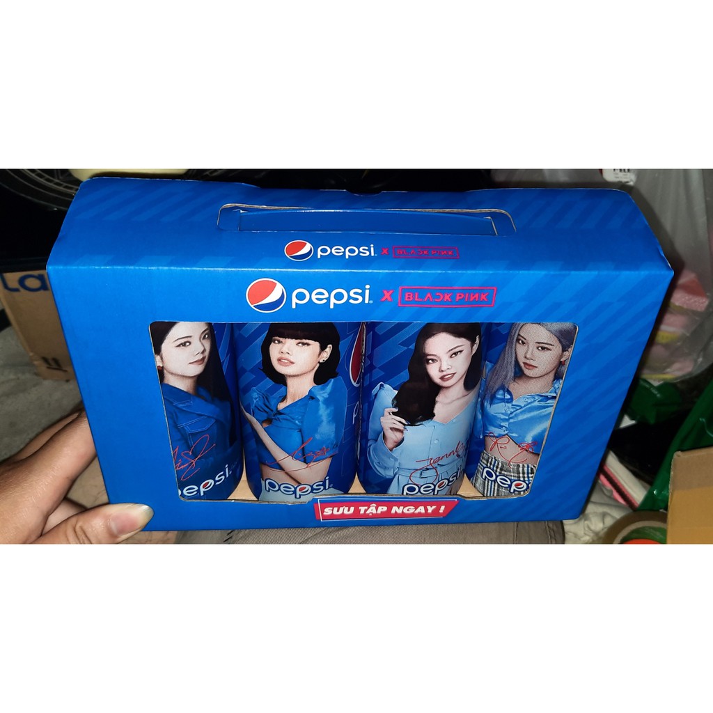 [PHIÊN BẢN GIỚI HẠN CỦA PEPSI X BLACKPINK] Hộp 4 lon Pepsi đủ 4 nhân vật có chữ ký