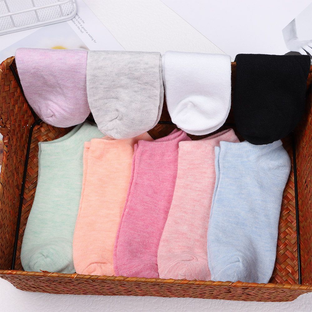 Vớ cotton mềm cổ thấp màu trơn thoáng khí thời trang cho nữ