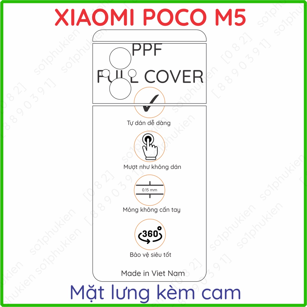Dán PPF Xiaomi Poco M5 / M4 5G / Redmi Note 11R loại trong, nhám dành cho màn hình, mặt lưng, full viền