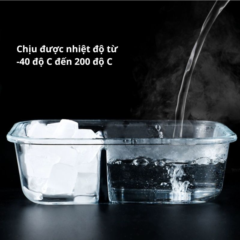 Hộp cơm thủy tinh, hộp cơm văn phòng chia ngăn chống tràn tiện lợi cho thức ăn luôn tươi ngon