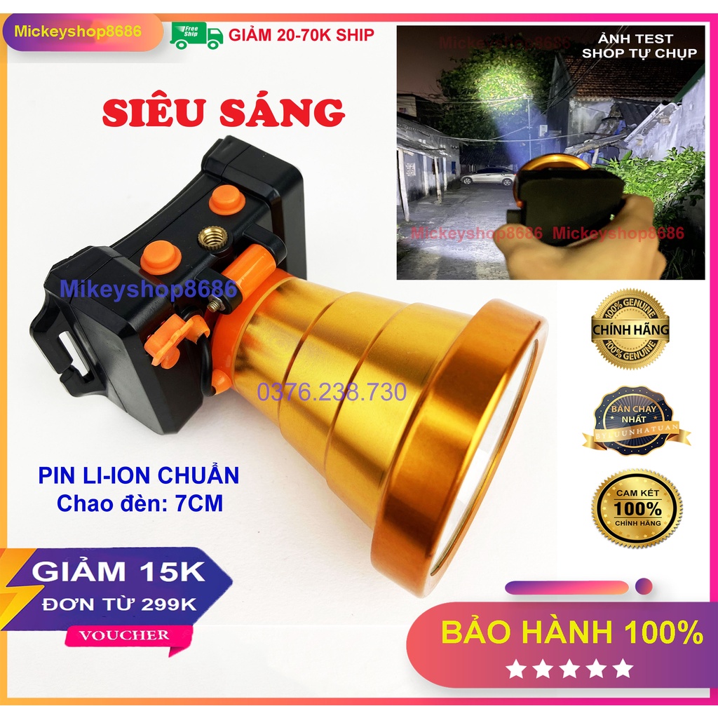 Đèn Pin Đội Đầu A395 bóng led ánh sáng mạnh chống nước  Ánh sáng vàng và trắng Có ren gắp TRIPOD