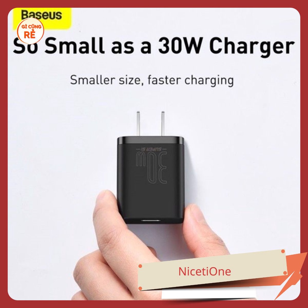 Củ sạc nhanh 30w chính hãng Baseus Super Si hỗ trợ sạc nhanh 30w sạc gấp 3 lần so với củ sạc thường