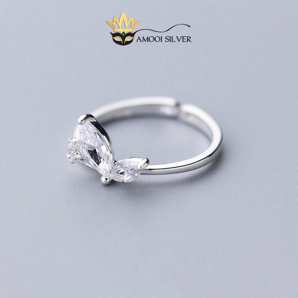 Nhẫn bạc S925 cánh bướm 1 bên - Amooi Silver AN100
