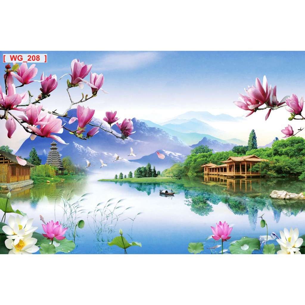 Tranh Trang Trí,  Phong Cảnh Thác Nước ( NHIỀU ZISE ) ,Có Sẵn Keo Mặt Sau Lột Ra Là Dán Rất Đơn Giản