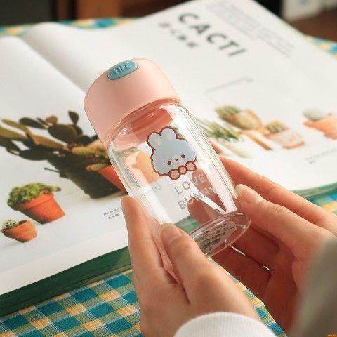 Bình Nước Thủy Tinh Mini 150ml Di Động Họa Tiết Dễ Thương Cho Học Sinh Nữ