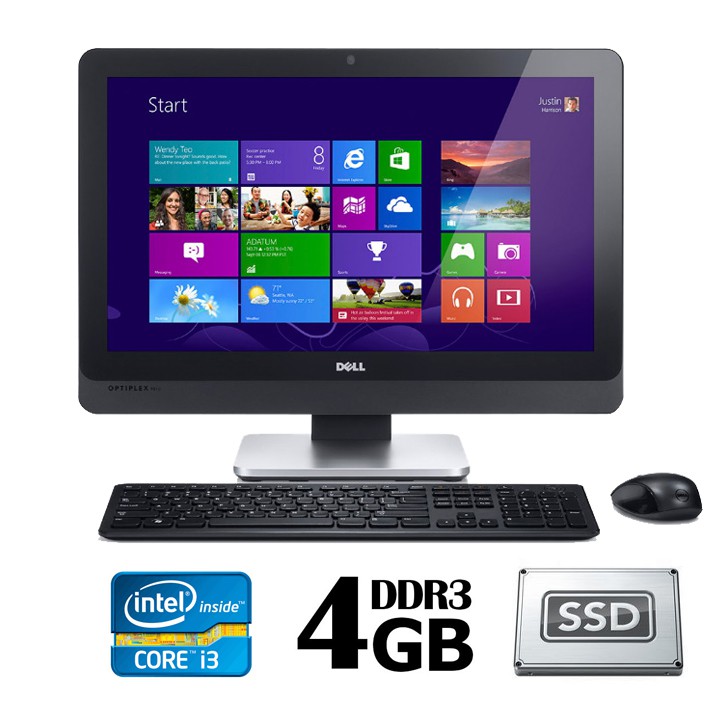 Máy tính All-in-One Dell Optiplex 9010 intel Core i3-3220, Ram 4GB, SSD 256GB, Màn 23"  Full HD kèm phím chuột không dây