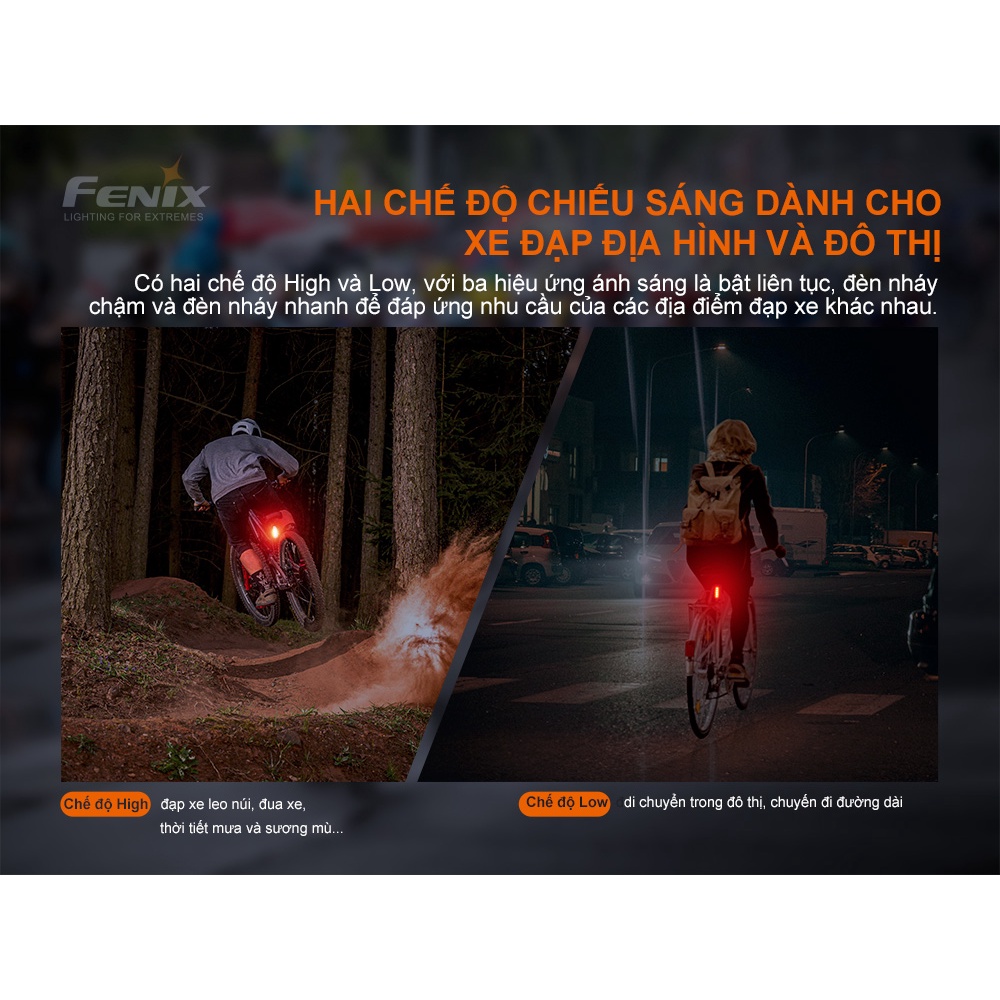 Đèn hậu xe đạp Fenix BC05R V2.0 độ sáng 15 lumen 5 LED ánh sáng đỏ