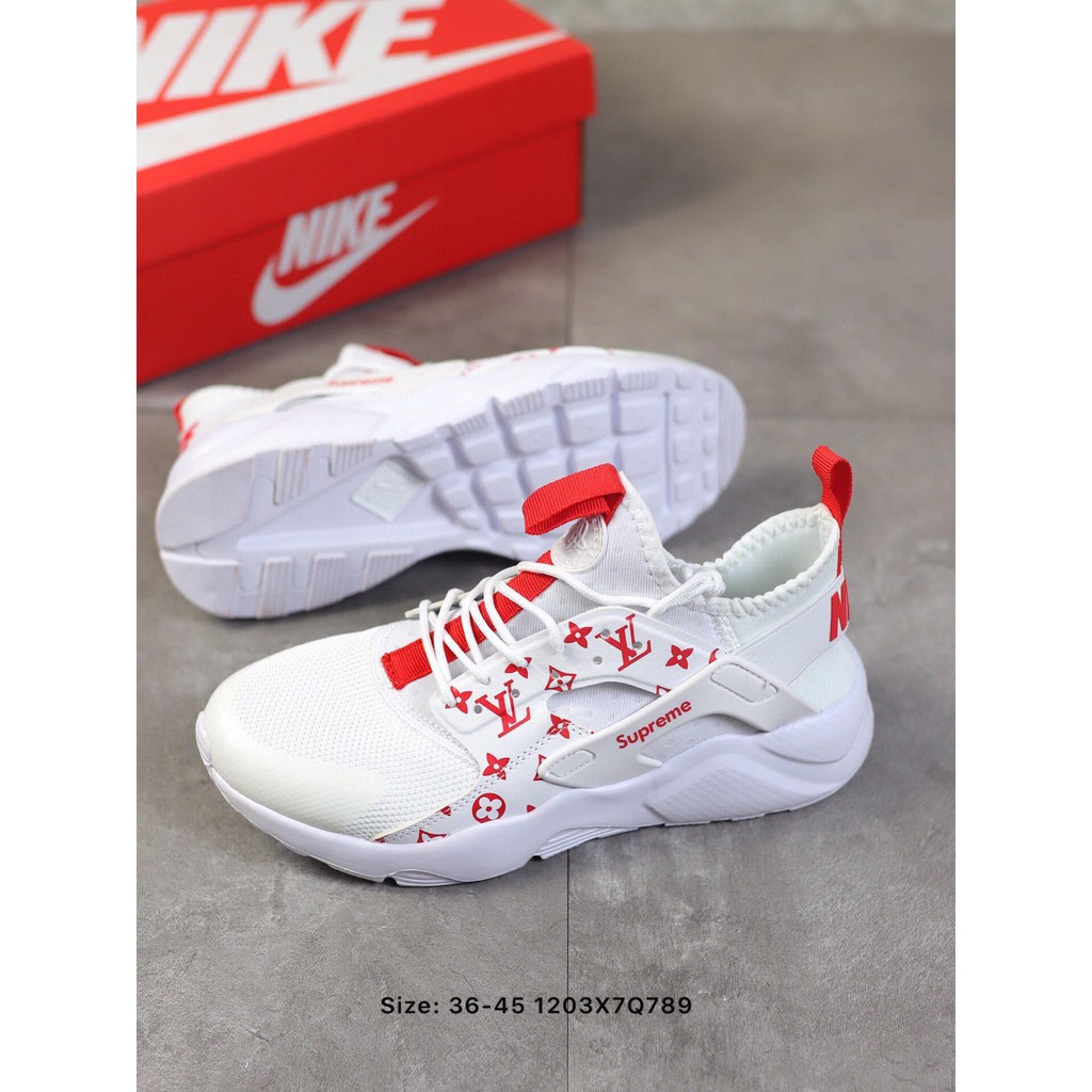 Giày Thể Thao Air Huarache Run Ultra 4 Màu Trắng Đỏ Phong Cách Retro