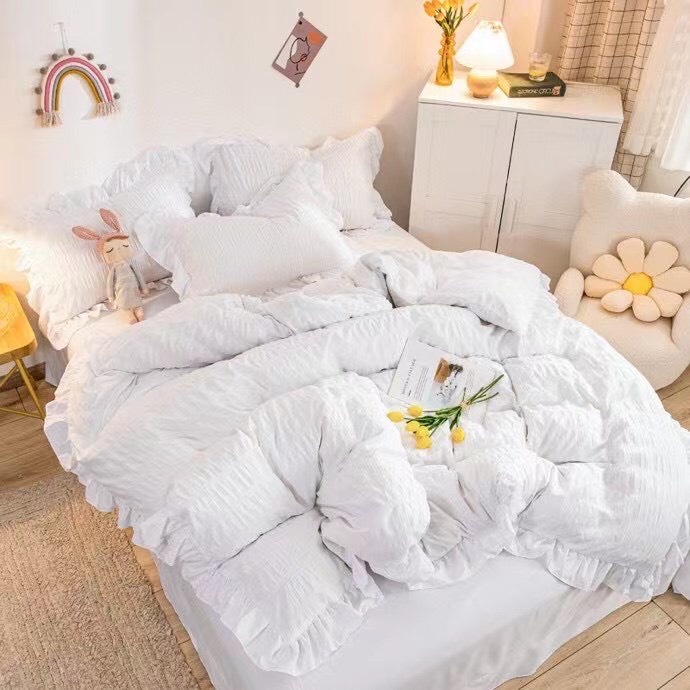 Bộ Chăn Đũi Nhật mẫu mới siêu xinh sét 4 món có viền bèo độc lạ