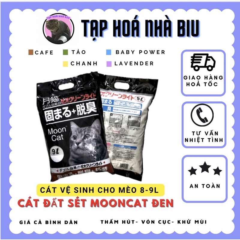Cát Vệ Sinh MoonCat nhật đen 9l siêu vón cục khử mùi hiệu quả