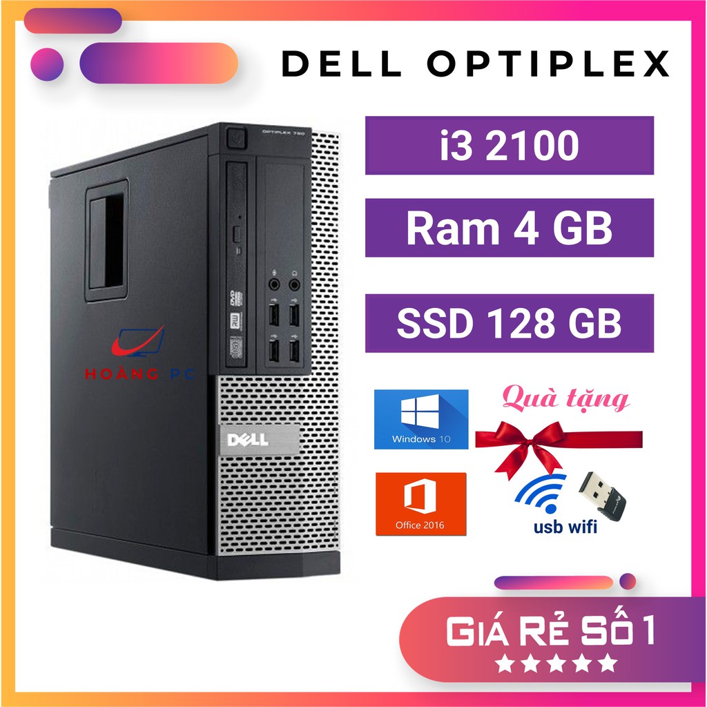 Máy Tính Để Bàn Dell ⚡️HoangPC⚡️ Cây Máy Tính Cũ - Dell Optiplex 390/790/990 (i3 2100/Ram 4G/SSD 128GB) - BH 12 Tháng