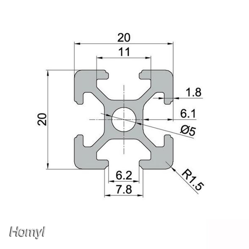 Khung Nhôm Bán Dẫn Hình Chữ T 2x 2020 Cho Máy In 3d - Màu Đen