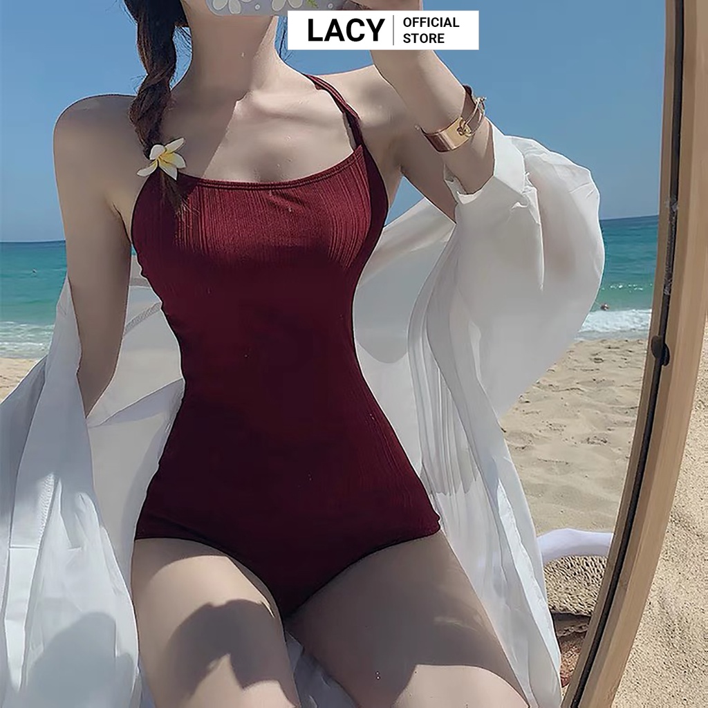 Bikini 1 mảnh liền thân đi biển mùa hè kiểu Monokini có mút ngực hở lưng gợi cảm đồ bơi cao cấp LACY B125