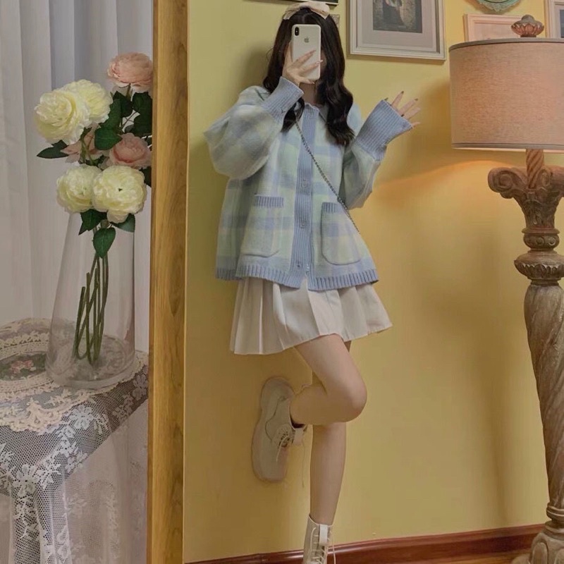 Áo len phối sọc xanh vintage | BigBuy360 - bigbuy360.vn